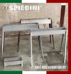 Spiedini Saté-bbq Bali 40 Mini - Kleine, Smalle Houtskoolbarbecue Met Horizontaal Rooster Voor Sate Of Andere Spiesjes - 40 Cm Lang, 11 Cm Breed, 14 Cm Hoog - Ideaal Voor Tuin- Of Open Haard, Of Balkon - Materiaal: Gealuminiseerd Ijzer -Keuken Benodigdheden Winkel 1153x1200 2