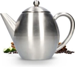 Vaja Valerie - Theepot Met Filter - Dubbelwandig - RVS - 1.2L -Keuken Benodigdheden Winkel 1200x1068