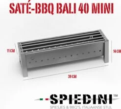 Spiedini Saté-bbq Bali 40 Mini - Kleine, Smalle Houtskoolbarbecue Met Horizontaal Rooster Voor Sate Of Andere Spiesjes - 40 Cm Lang, 11 Cm Breed, 14 Cm Hoog - Ideaal Voor Tuin- Of Open Haard, Of Balkon - Materiaal: Gealuminiseerd Ijzer -Keuken Benodigdheden Winkel 1200x1086 1