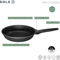 Sola Koekenpan Fair Cooking - Ø 28 Cm - Zwart/wit - Aluminium - Antiaanbaklaag -Keuken Benodigdheden Winkel 1200x1189