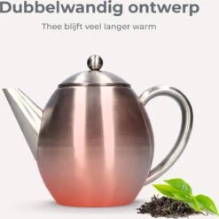 Vaja Valerie - Theepot Met Filter - Dubbelwandig - RVS - 1.2L -Keuken Benodigdheden Winkel 1200x1198 18