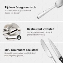 Deleca 12 Persoons Bestekset (72-delig) - Lepels, Messen, Vorken & Steakmessen - Vaatwasserbestendig - Zilver / RVS 15 Deleca 12 Persoons Bestekset (72-delig) - Lepels, Messen, Vorken & Steakmessen - Vaatwasserbestendig - Zilver / RVS -Keuken Benodigdheden Winkel 1200x1200 440