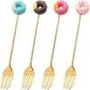 Gebaksvorkjes Donut Set Van 4 Taartvorkjes - Goud