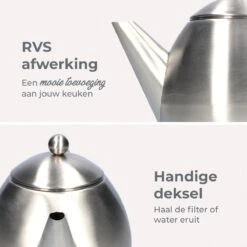 Vaja Valerie - Theepot Met Filter - Dubbelwandig - RVS - 1.2L -Keuken Benodigdheden Winkel 1200x1200 566