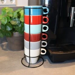 Orange85 Koffiekopjes - Met Houder - Set Van 6 - Gekleurd - 300 Ml - Keramiek -Keuken Benodigdheden Winkel 1200x1200 575