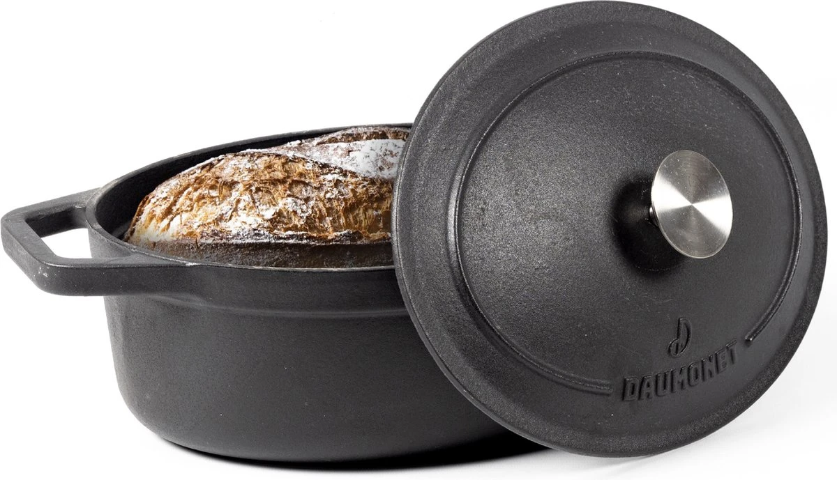 Gietijzeren Braadpan - Sudderpan Zwart Van Daumonet - Ovaal - Ø 29 Cm - 3 Liter - 100% PFAS & PFOA Vrij - Emaille - Geschikt Voor Alle Warmtebronnen - Elektrisch - Gas - Halogeen - Inductie - Keramisch - Vaatwasserbestendig